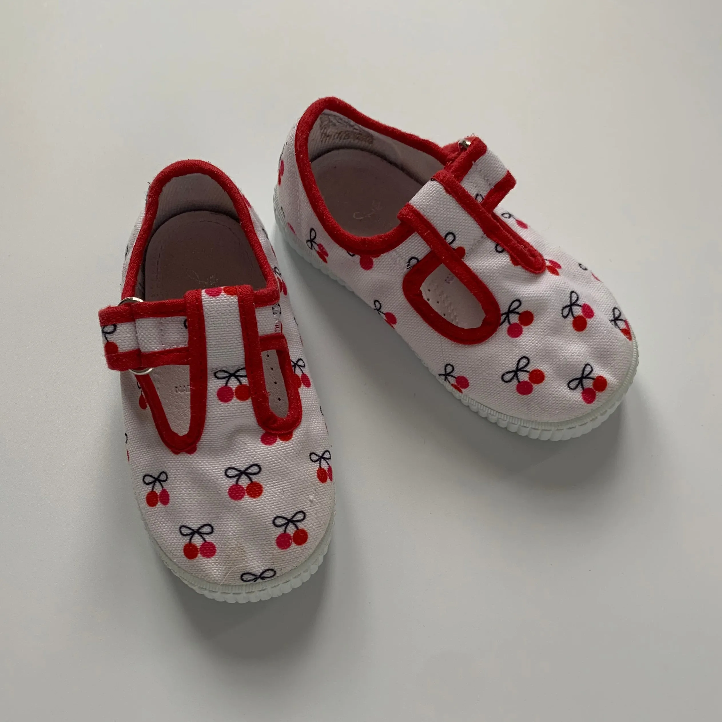 Jacadi Cherry Print Canvas Plimsoles: Size 22