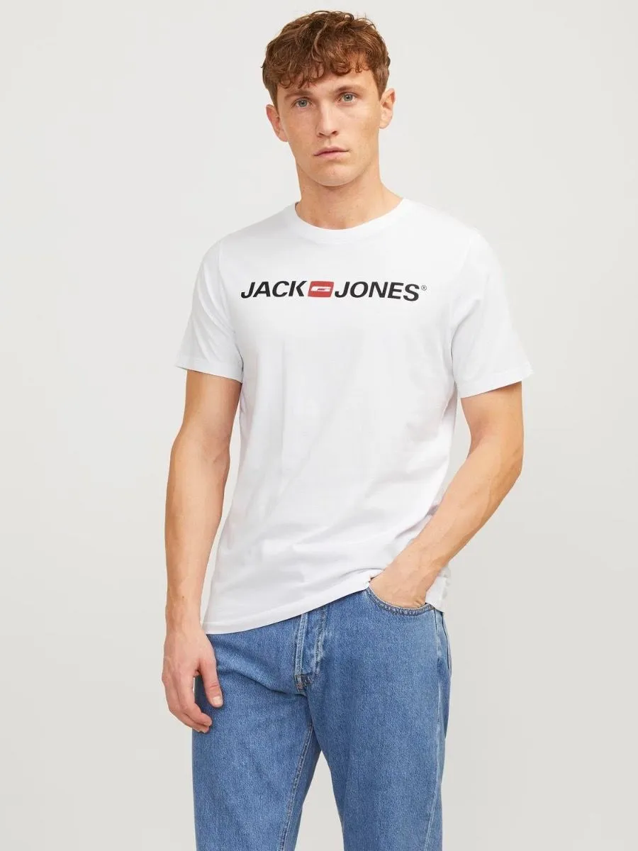 Jack & Jones 3 Pack Corp Logo Crew Neck T-Shirt White Black Navy