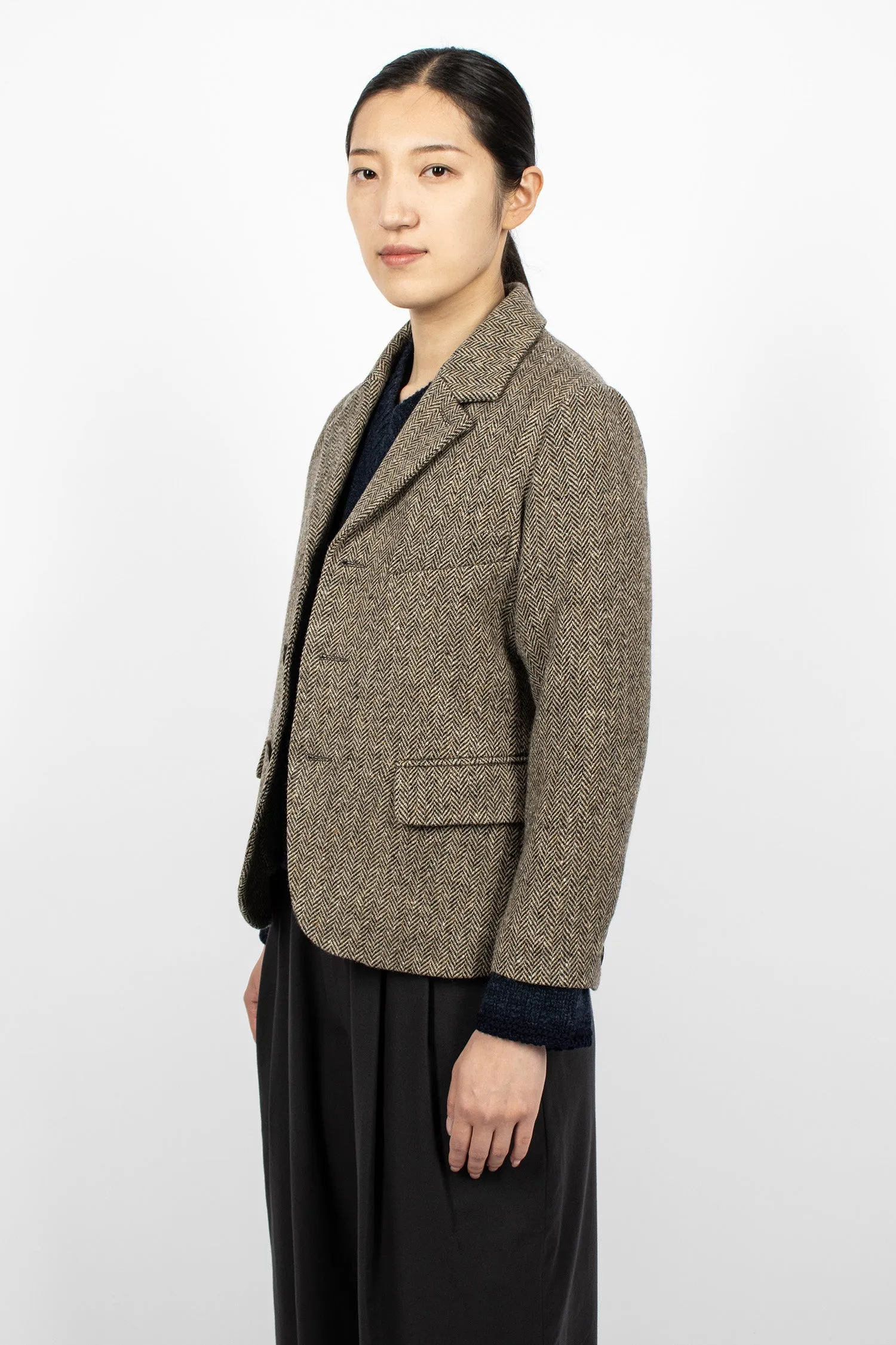 Joshua Herringbone Wool Jacket Mix Brown