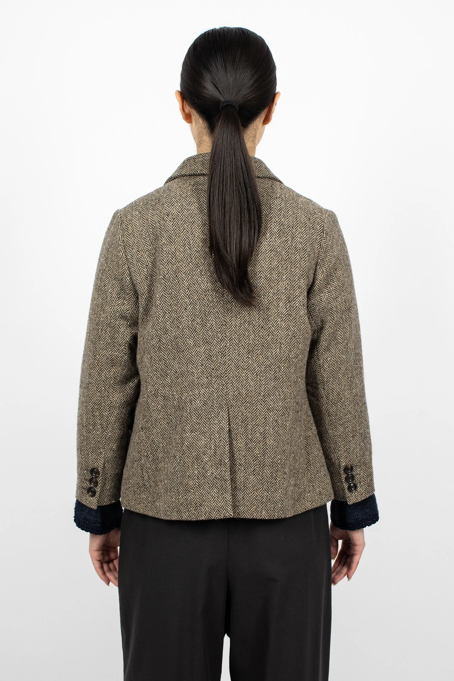 Joshua Herringbone Wool Jacket Mix Brown