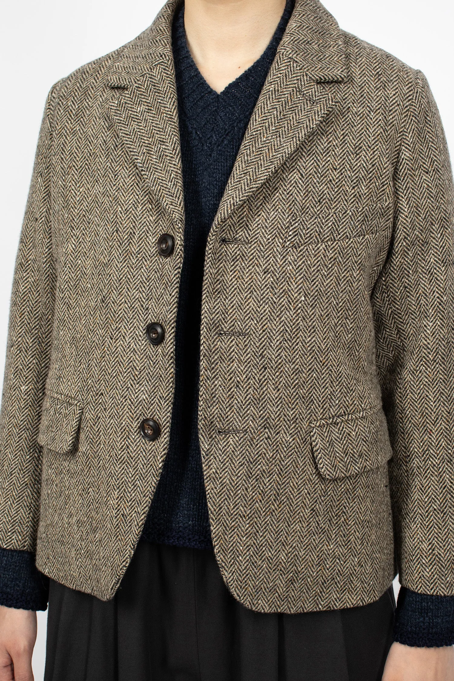 Joshua Herringbone Wool Jacket Mix Brown