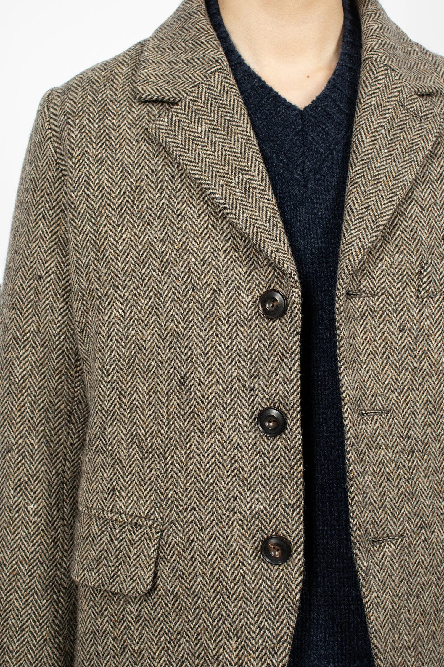 Joshua Herringbone Wool Jacket Mix Brown