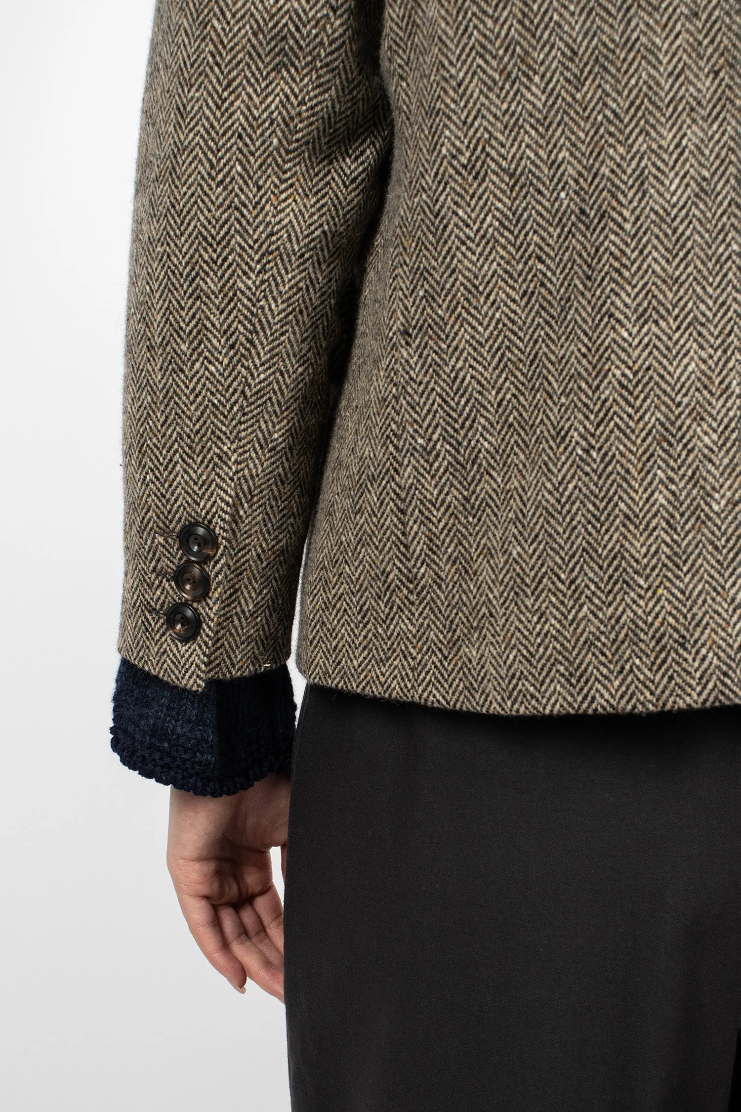 Joshua Herringbone Wool Jacket Mix Brown