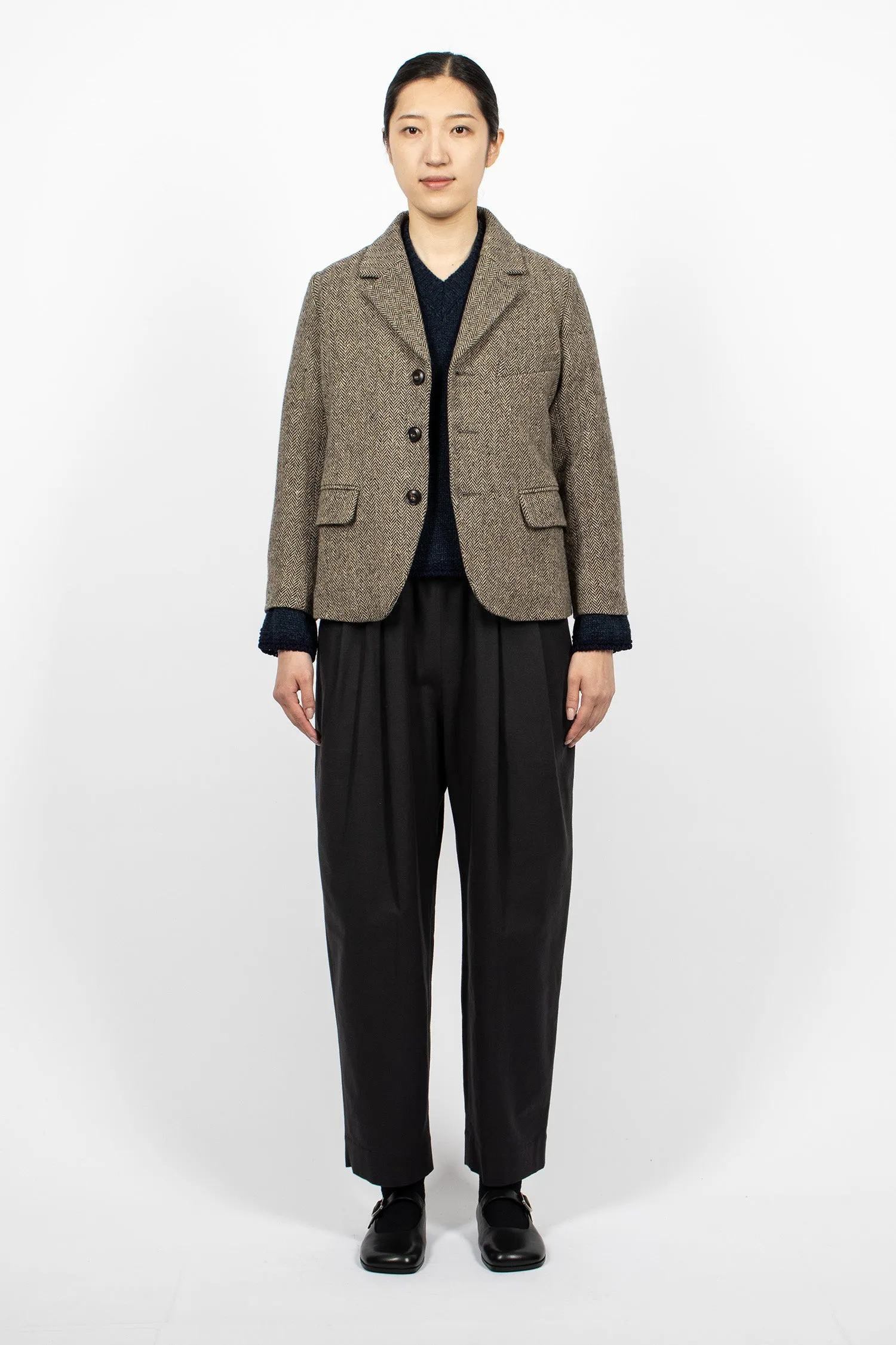 Joshua Herringbone Wool Jacket Mix Brown