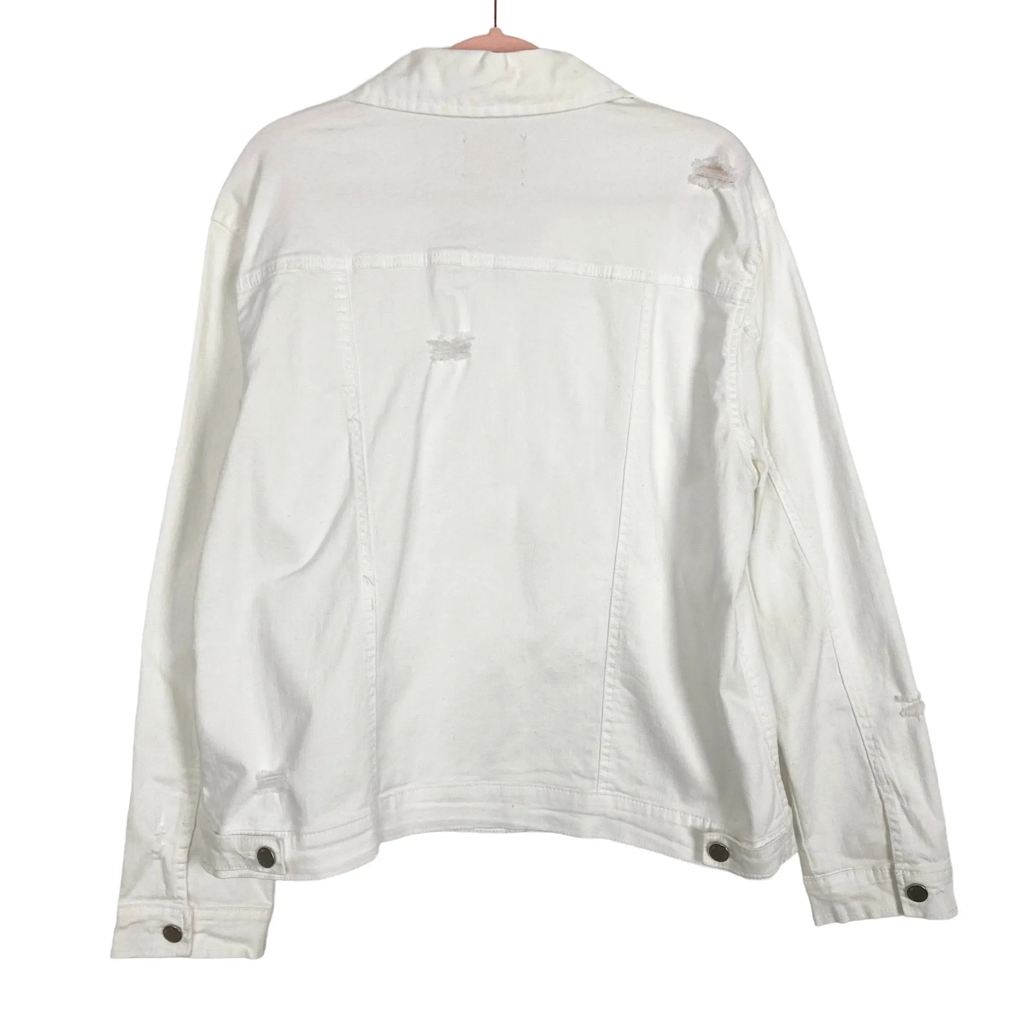 Judith March White Denim Distressed Jacket- Size L