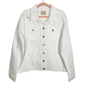 Judith March White Denim Distressed Jacket- Size L