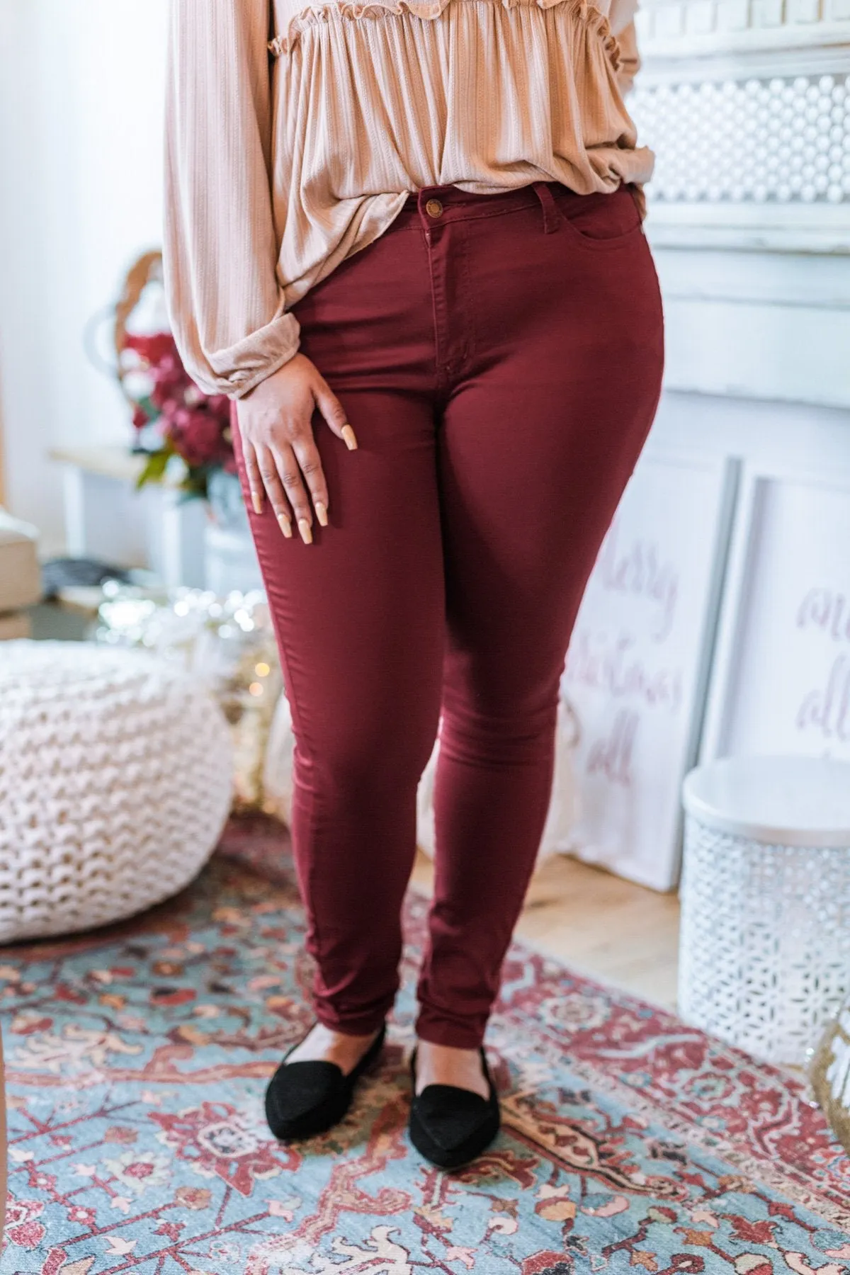 Judy Blue Colored Skinny Jeans- Maroon