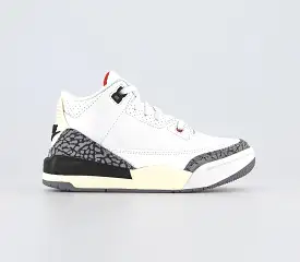 Kids Nike Jordan 3 PS Summit White Fire Red Black Cement Grey