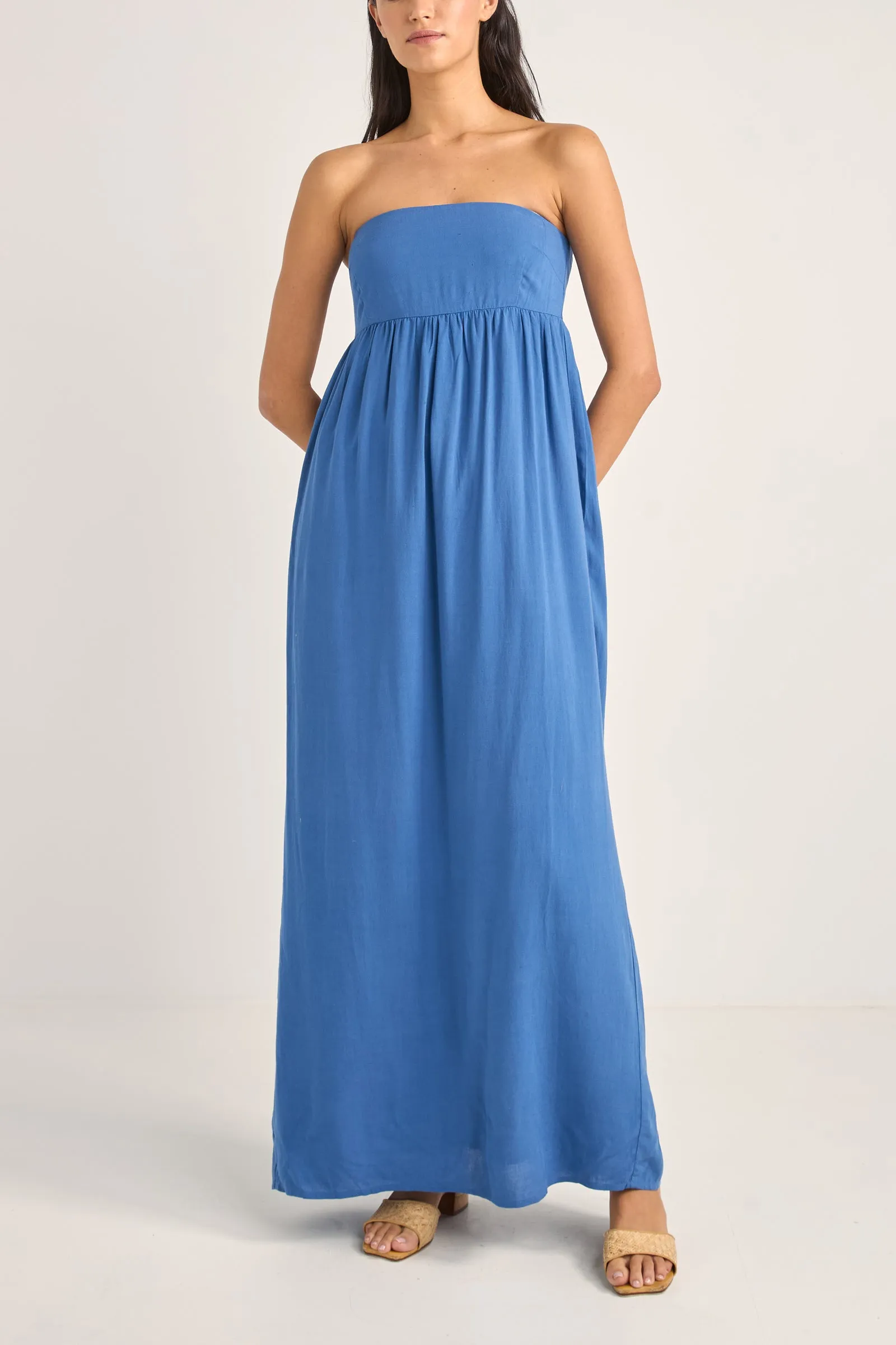 Lani Strapless Maxi Dress Blue