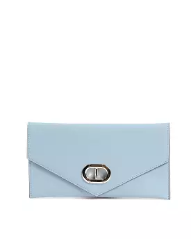 Leather Envelope Clutch - Light Blue