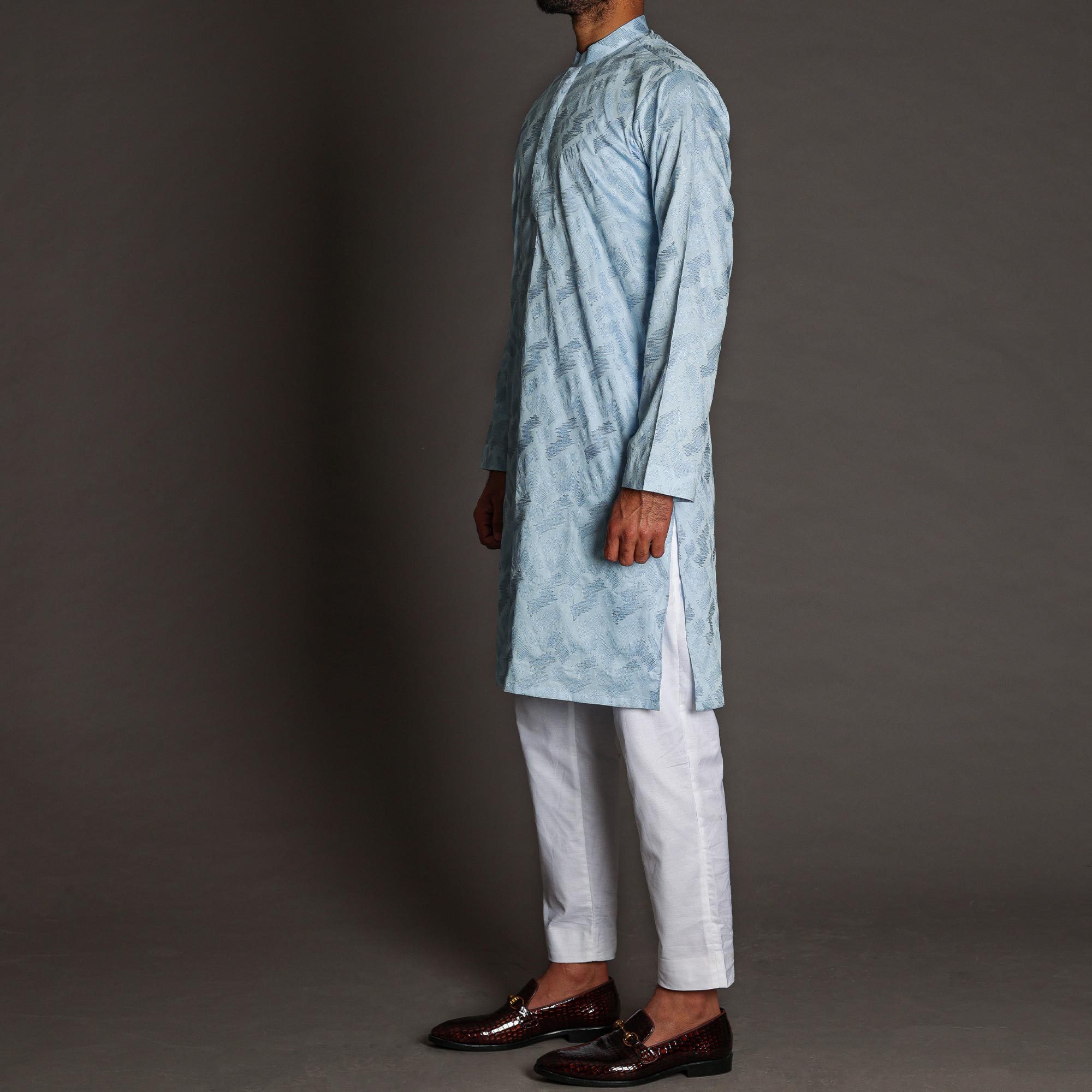 Light Sky Blue Embroidered Kurta