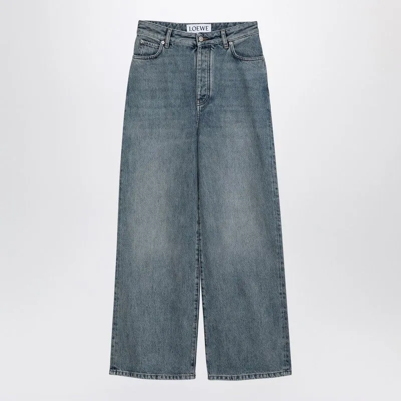 LOEWE High-Waist Wide Leg Blue Denim Jeans