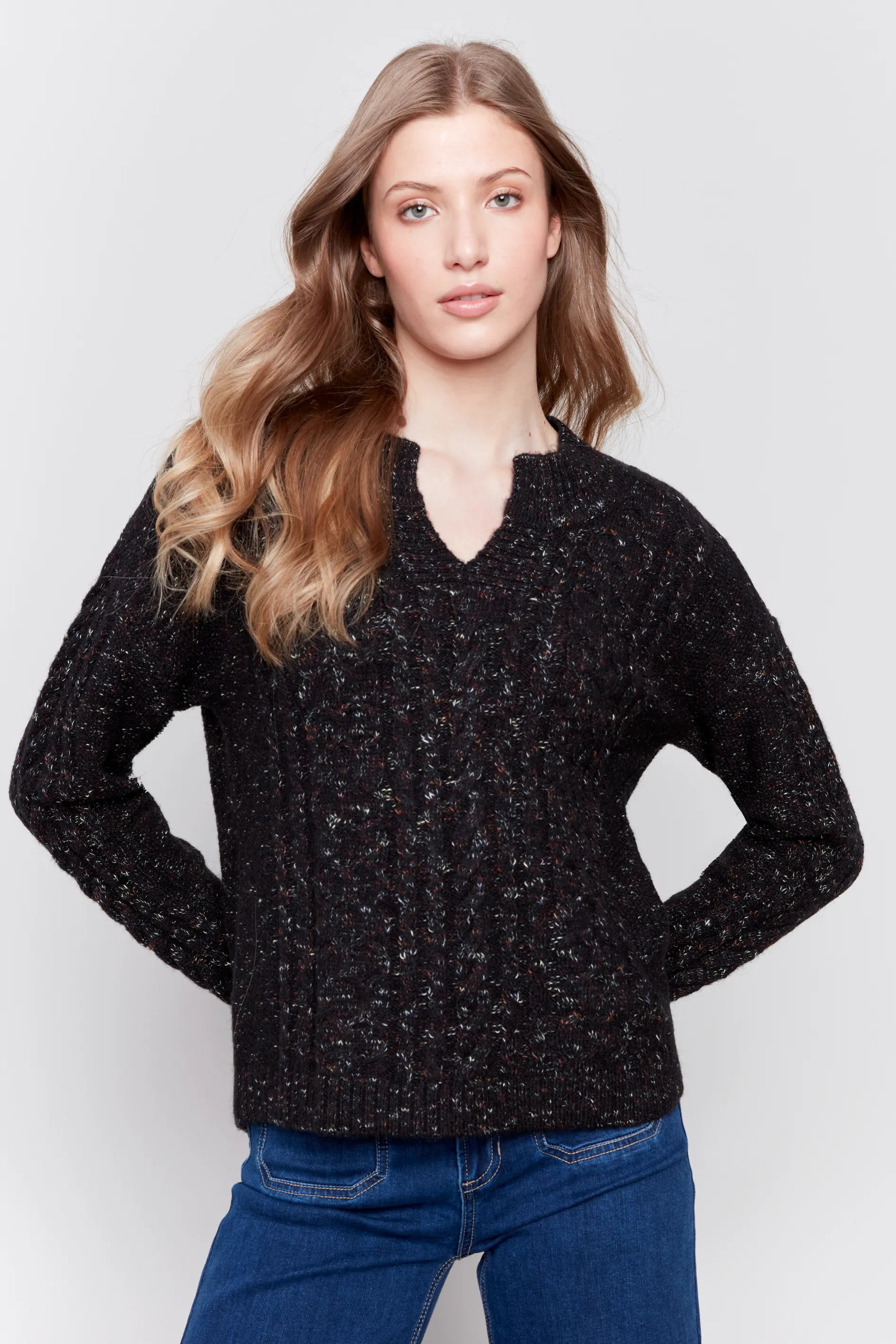 Long Sleeve Speckel Yarn Sweater Knit