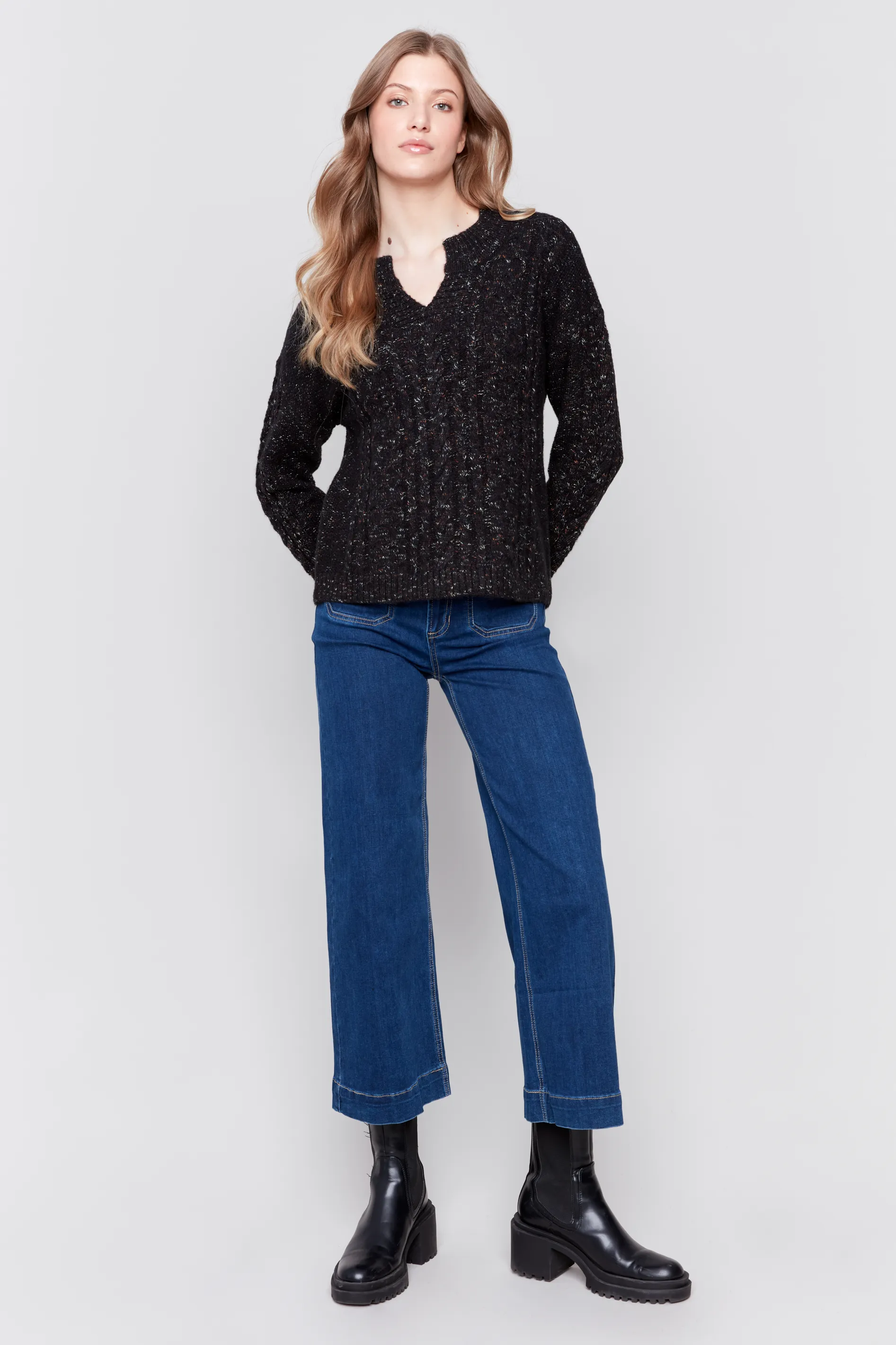 Long Sleeve Speckel Yarn Sweater Knit