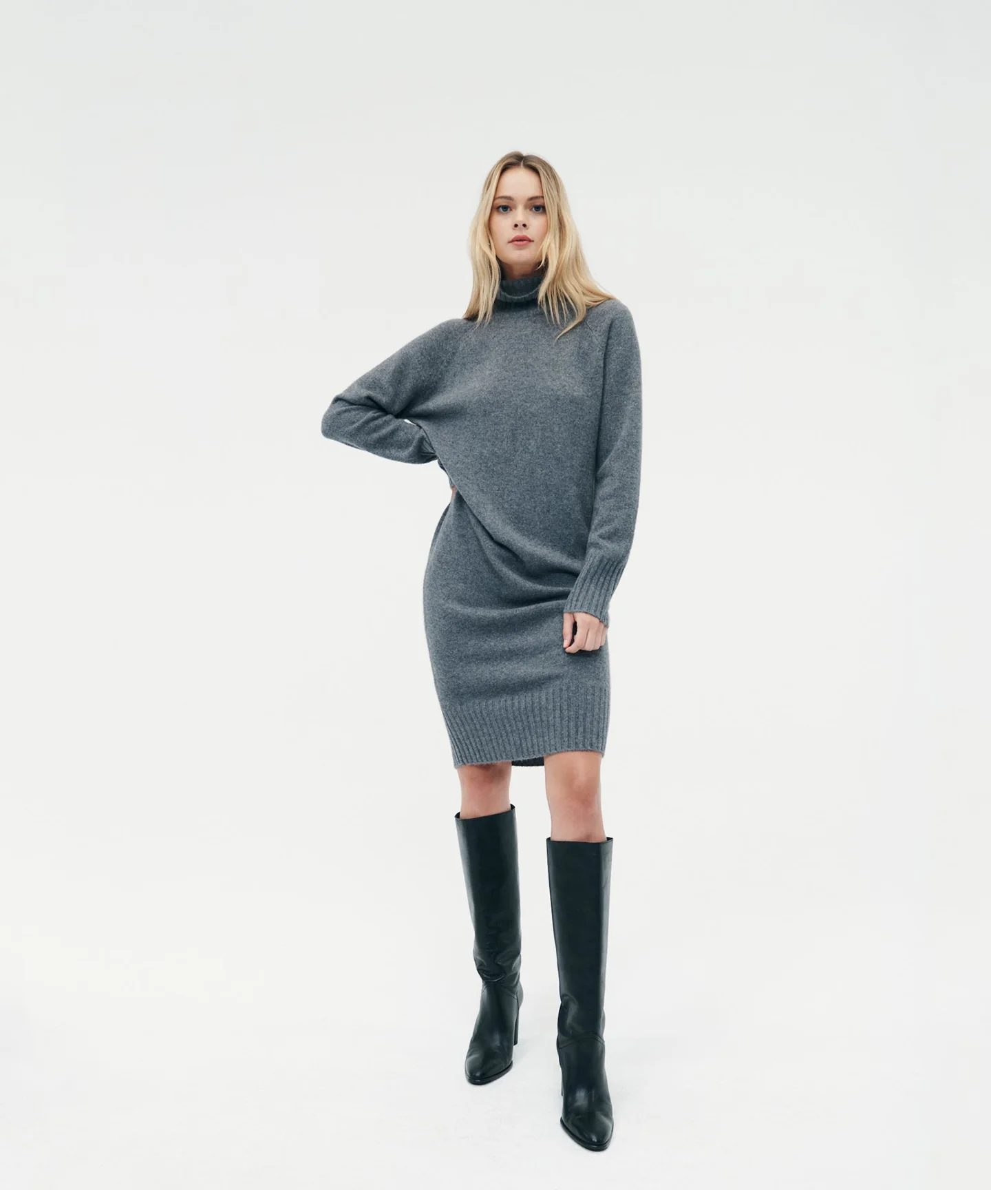 LUXE CASHMERE TURTLENECK DRESS