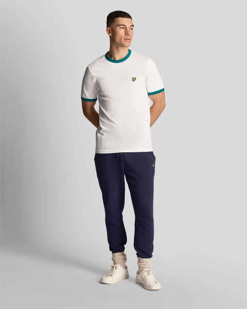 Lyle & Scott Ringer Crew Neck T-Shirt White/Court Green