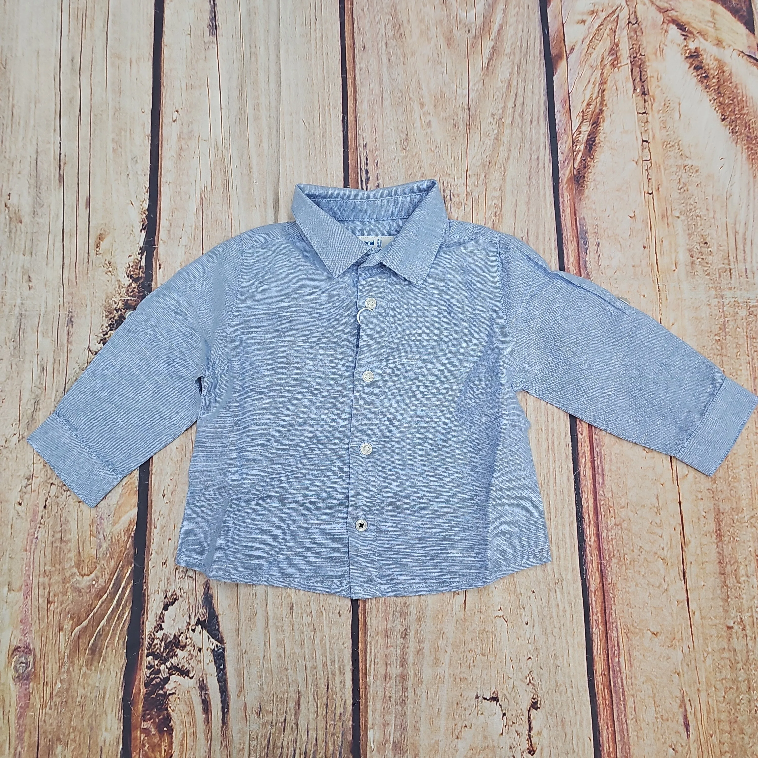 MAYORAL LIGHT BLUE BASIC LINEN BUTTON UP