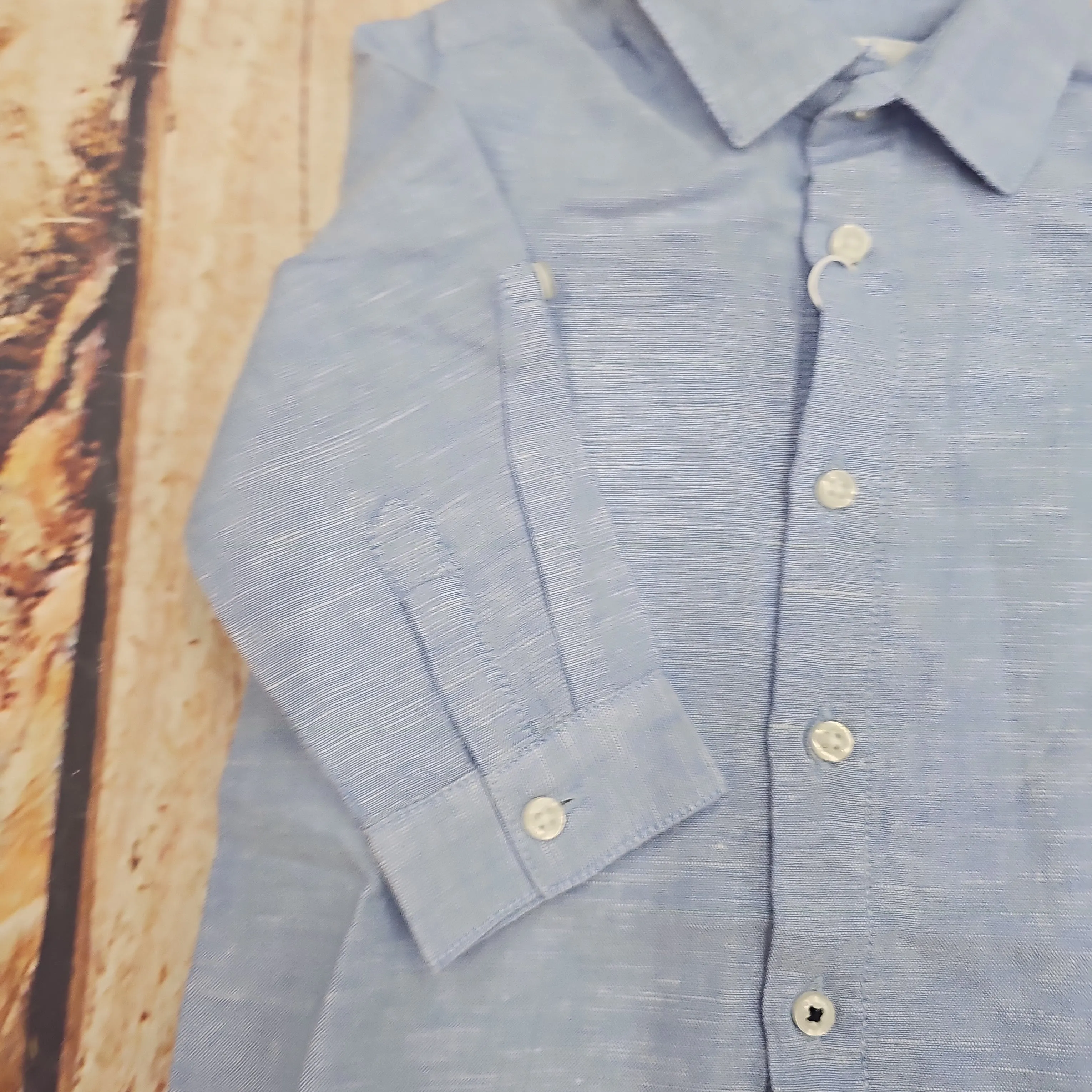 MAYORAL LIGHT BLUE BASIC LINEN BUTTON UP