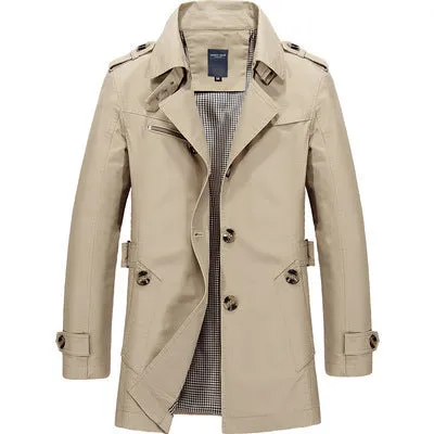 Men's casual jacket mid-length trench coat