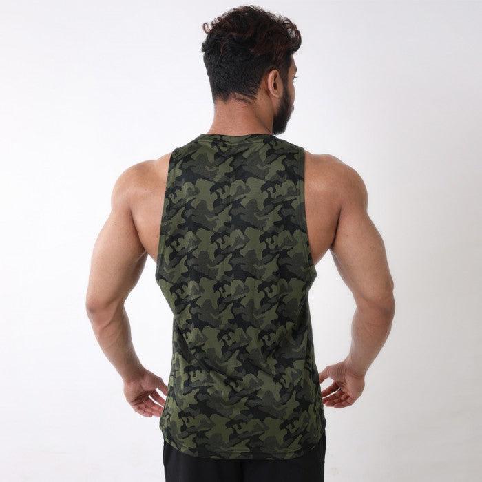 Military Green Camo Tank- Deep Arm Hole- Sale