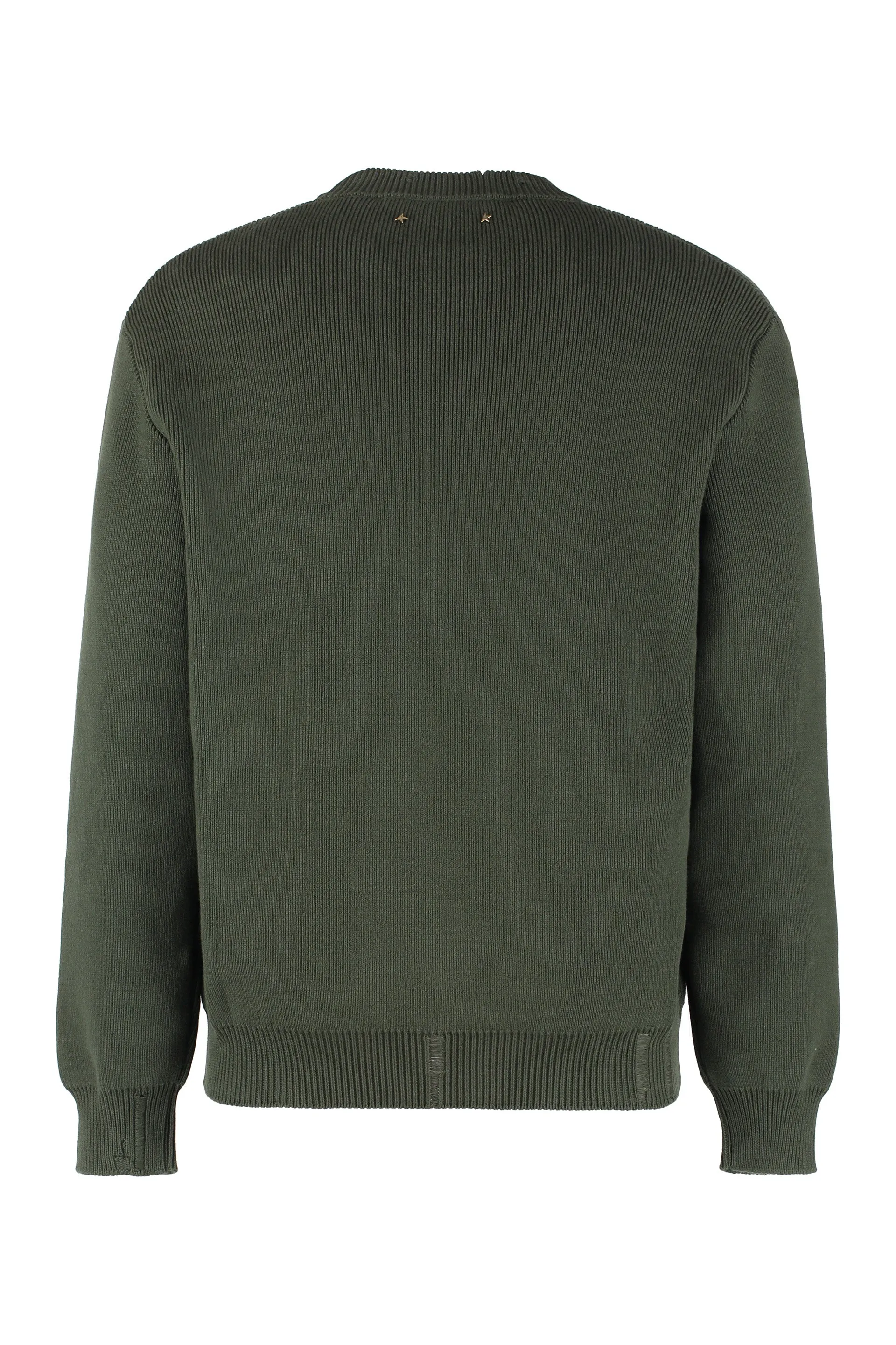 MILITARY GREEN COTTON CREW-NECK JUMPER