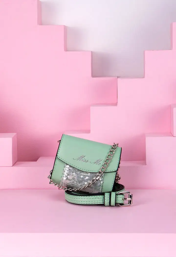 Mini Sequin Panel Flap Crossbody Bag