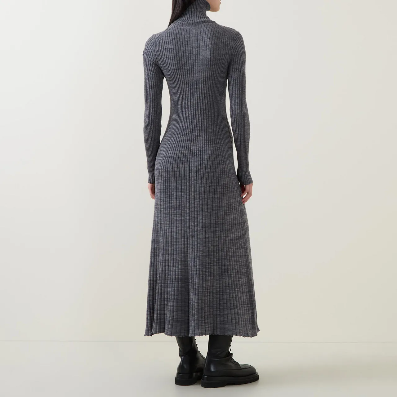 MONCLER Turtleneck Ribbed Knit Dress - Black