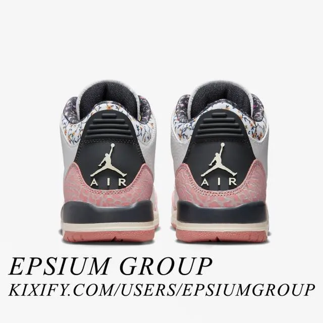 Nike air jordan 3 retro gs (red stardust/ white/ anthracite/ red stardust/ sail/ saturn gold) big kids 3.5y-7y 441140-100