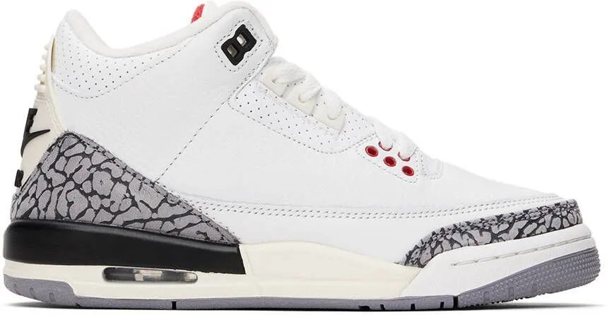 Nike Jordan Kids White Jordan 3 Retro Big Kids Sneakers