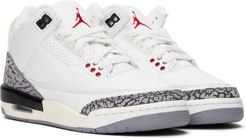 Nike Jordan Kids White Jordan 3 Retro Big Kids Sneakers