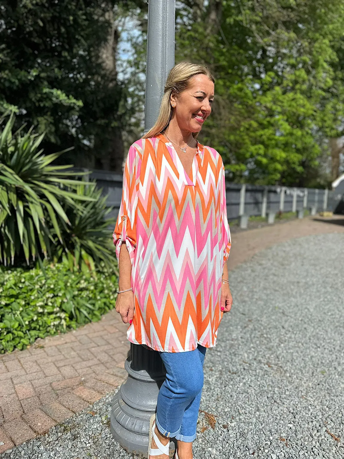 Orange Zig Zag Soft Touch Tunic Gloria