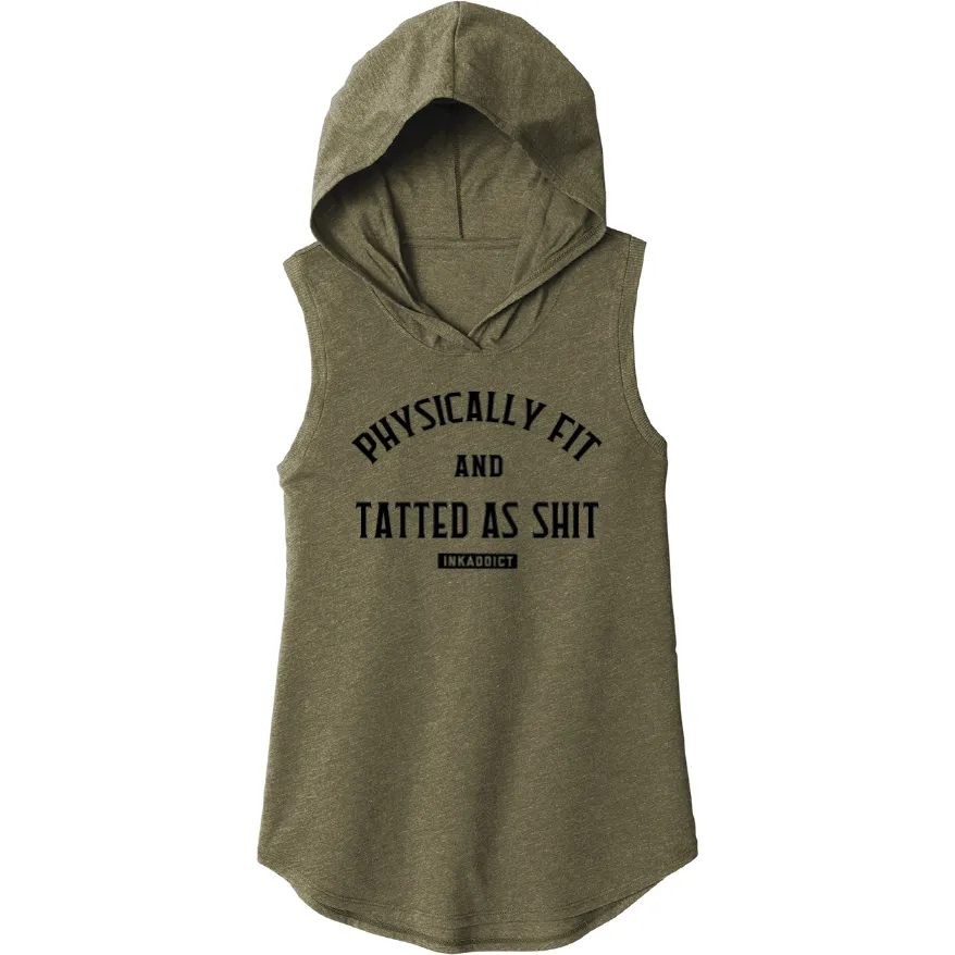 Physically Fit Women's Military Green Sleeveless Hooded Tank