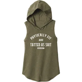 Physically Fit Women's Military Green Sleeveless Hooded Tank