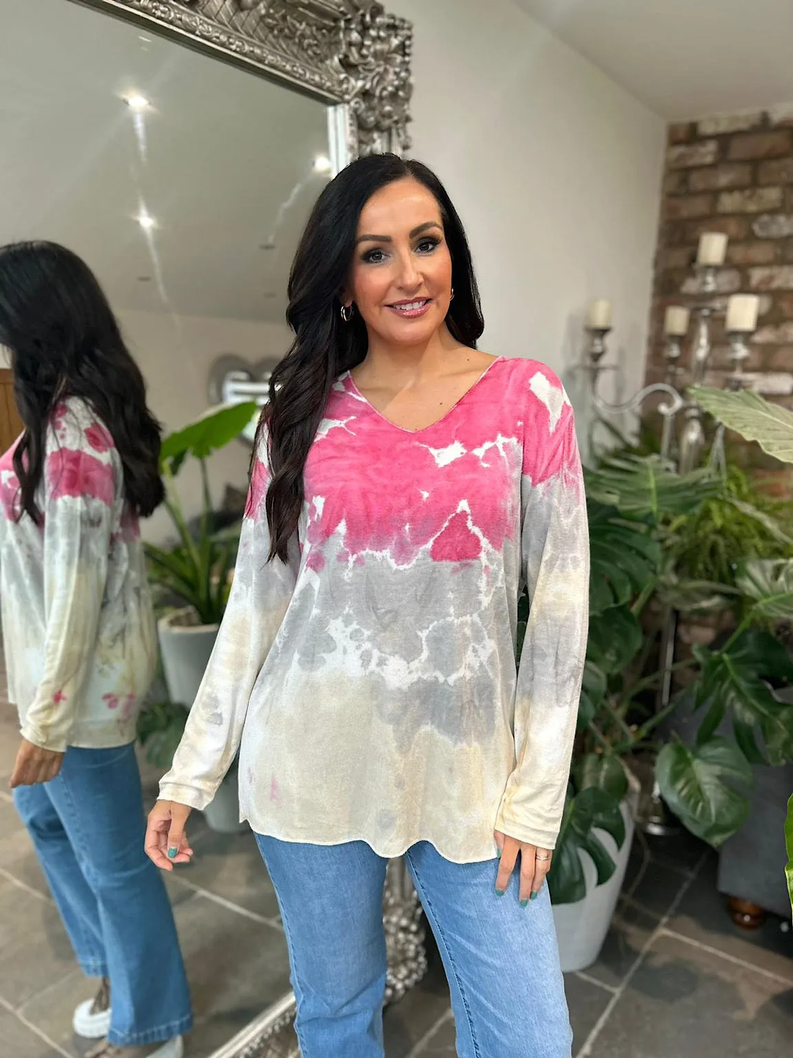 Pink Multi Tone Tie Dye Top Sandra