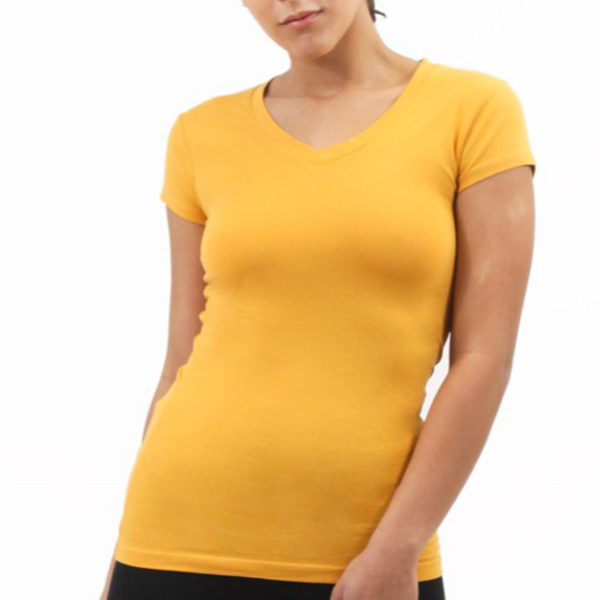 Plus Size V-Neck Cotton T-Shirt