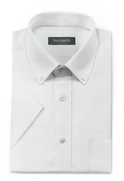 Premium wrinkle-free white short sleeve cotton button down Shirt with pocket