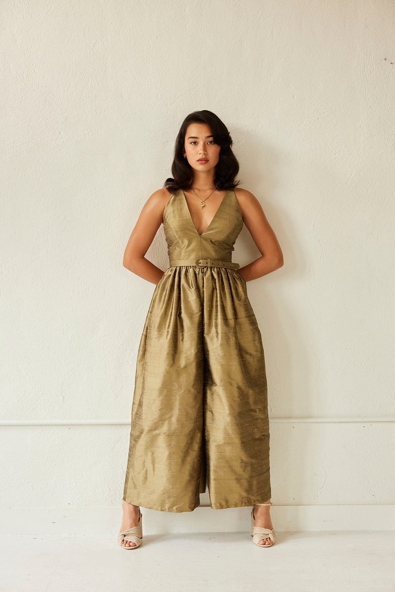 Quynh Jumpsuit in Silk Dupioni