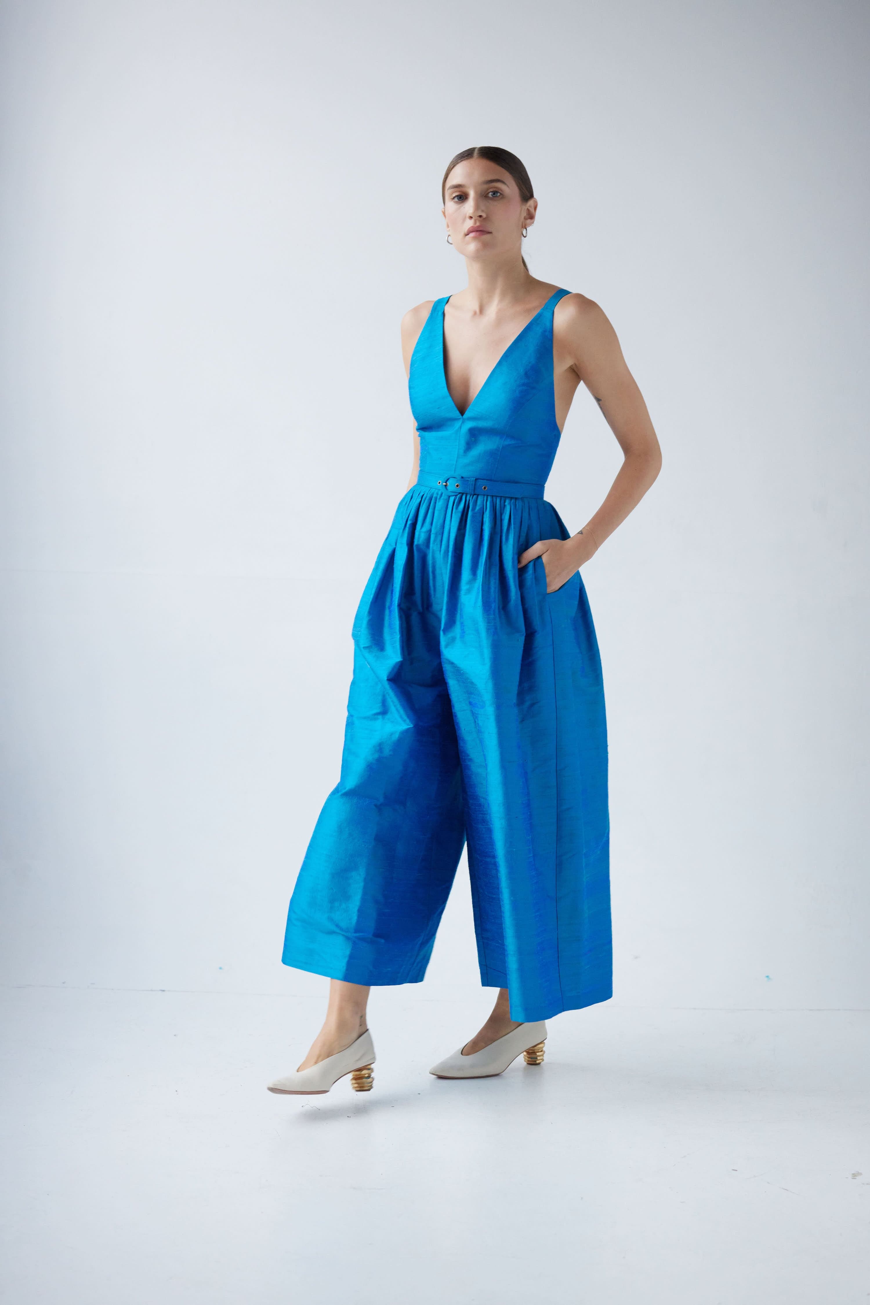 Quynh Jumpsuit in Silk Dupioni