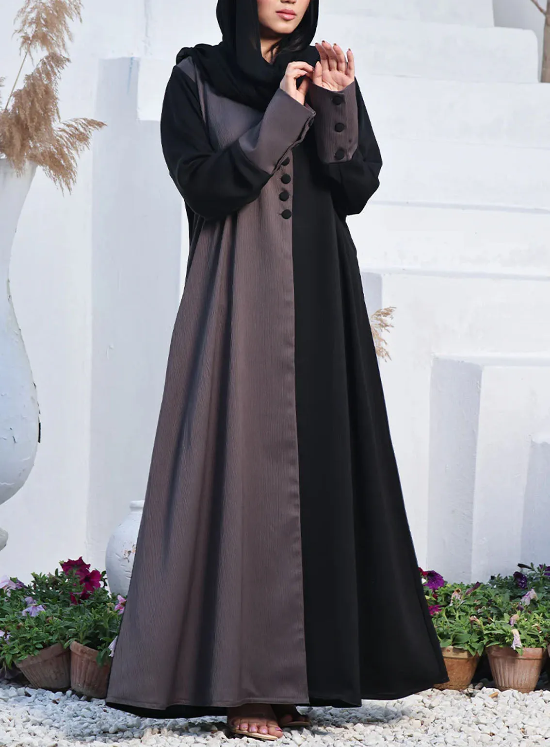 Rania By Hijab Ul Hareem Nida Coat Style Abaya Midnight - HH24R 0116-P-719