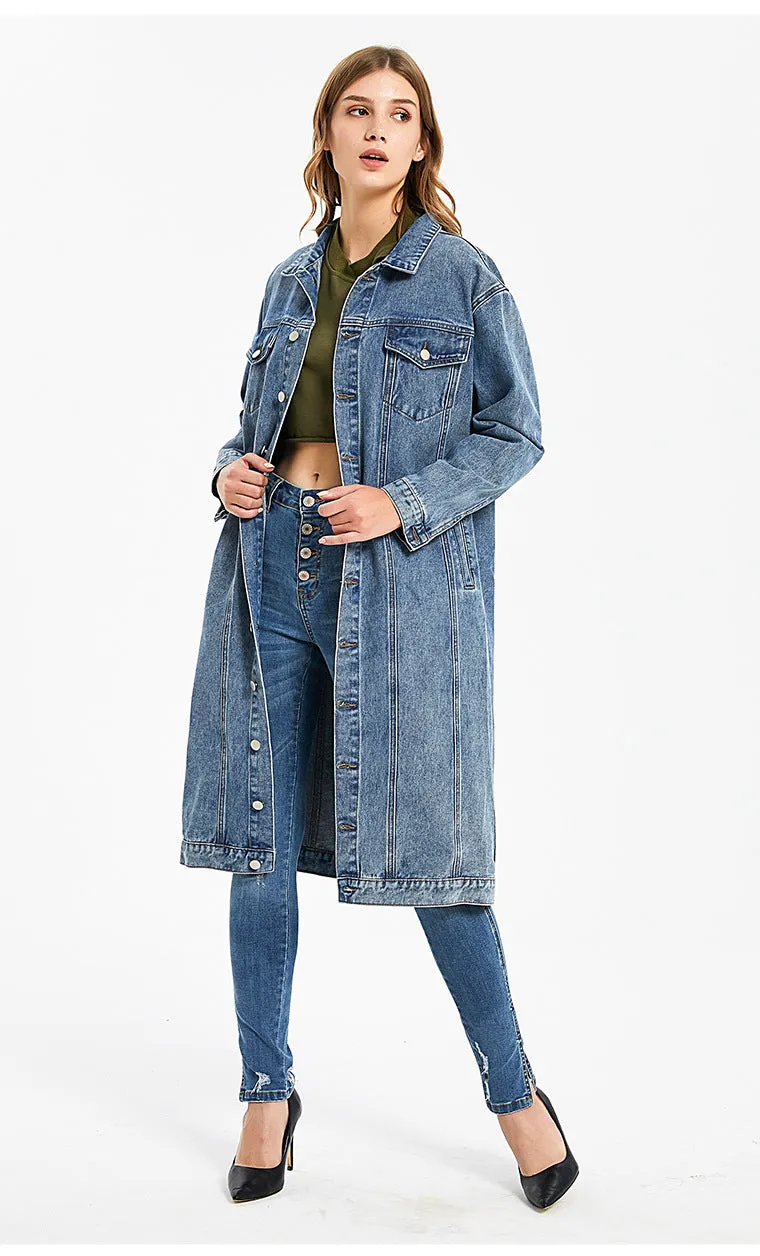 Relaxed Fit Denim Long Coat