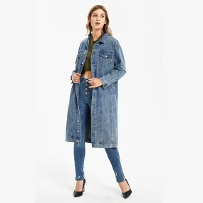 Relaxed Fit Denim Long Coat