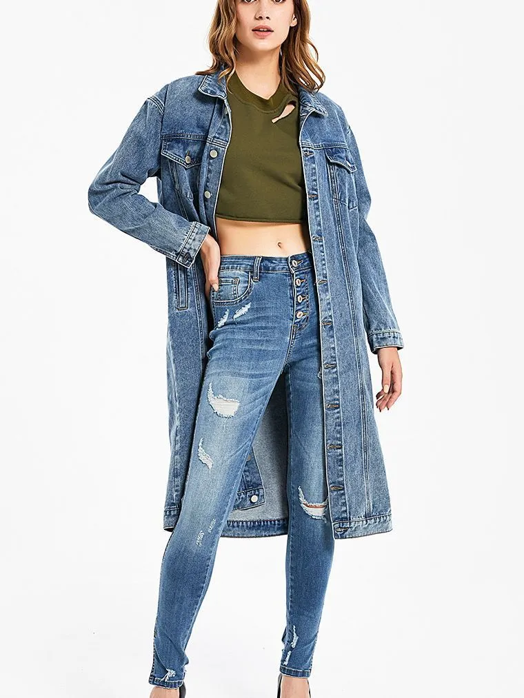 Relaxed Fit Denim Long Coat