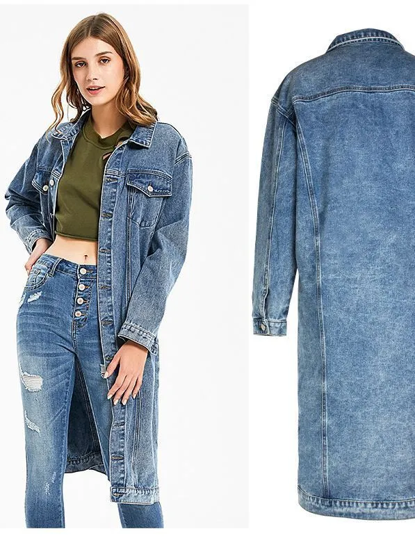 Relaxed Fit Denim Long Coat