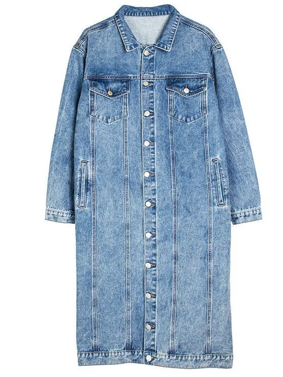 Relaxed Fit Denim Long Coat