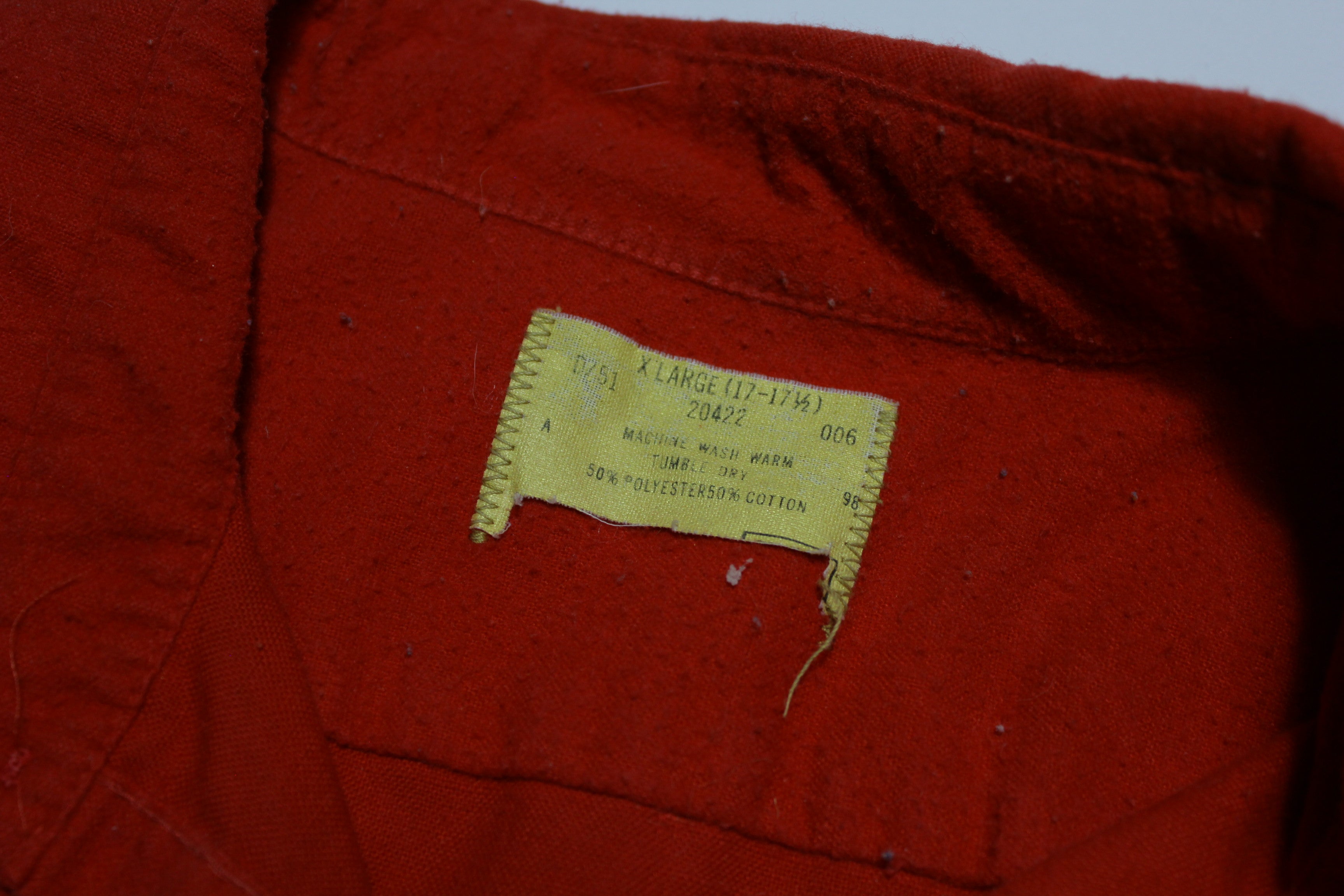 Sears Fire Engine Red Vintage 60's Button Up Flannel Pocket Shirt