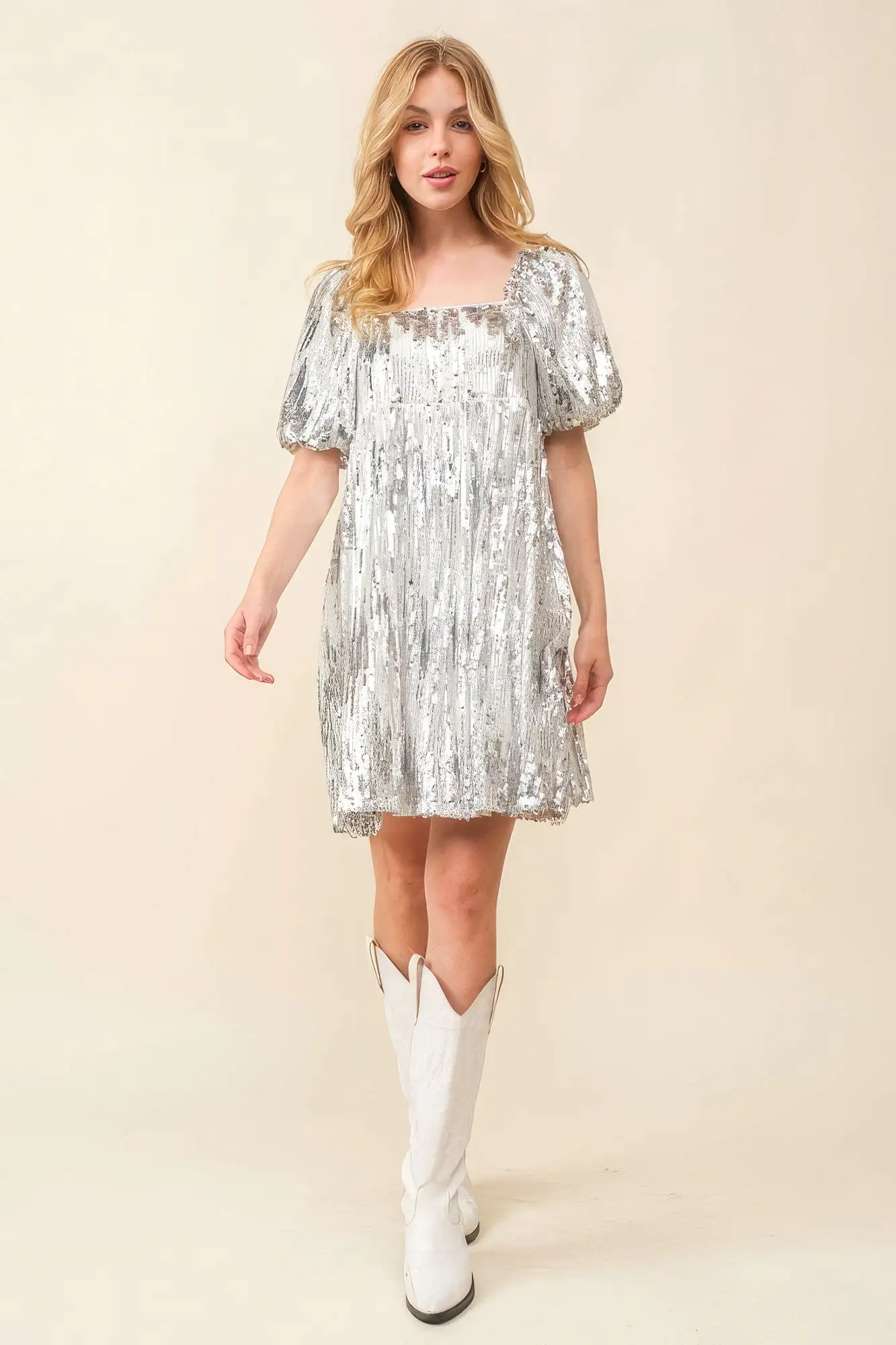 Sequin Babydoll Mini Dress