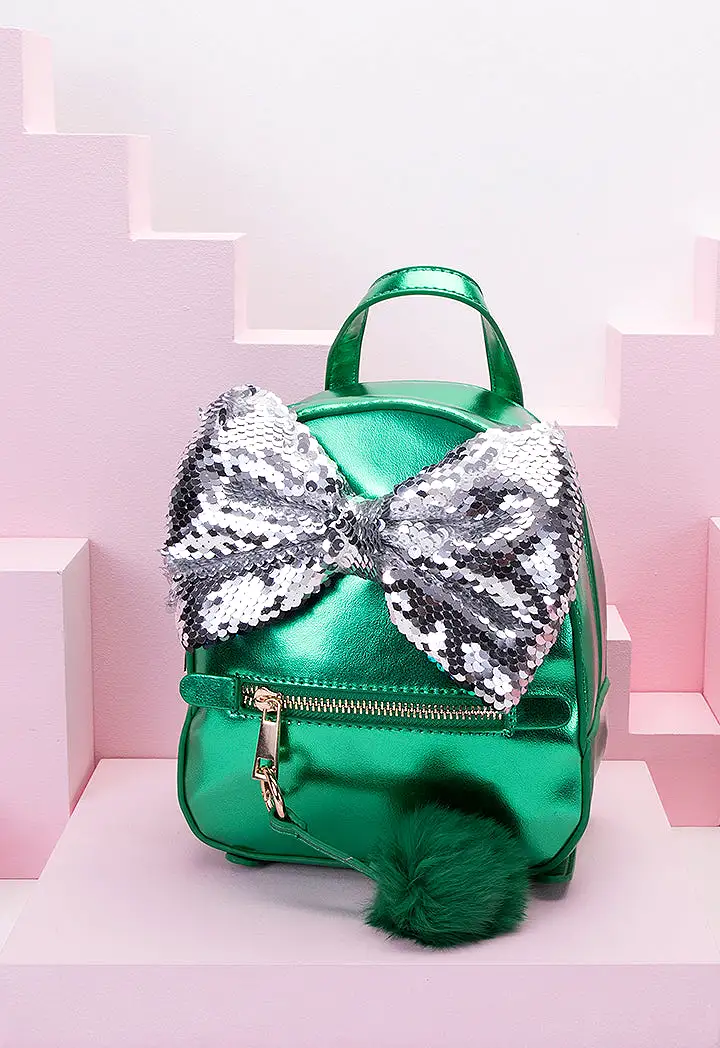 Sequin Bow Mini Backpack