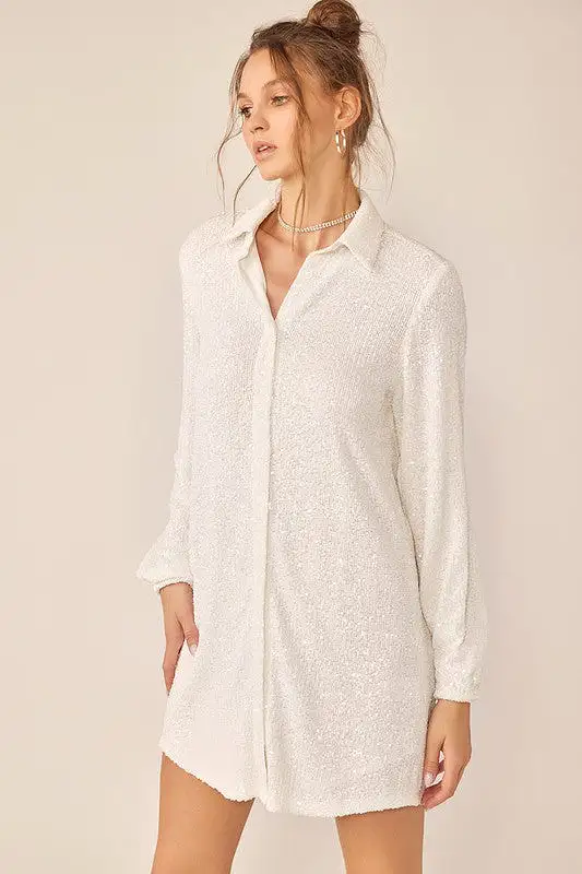 Sequin Shirt Mini Dress