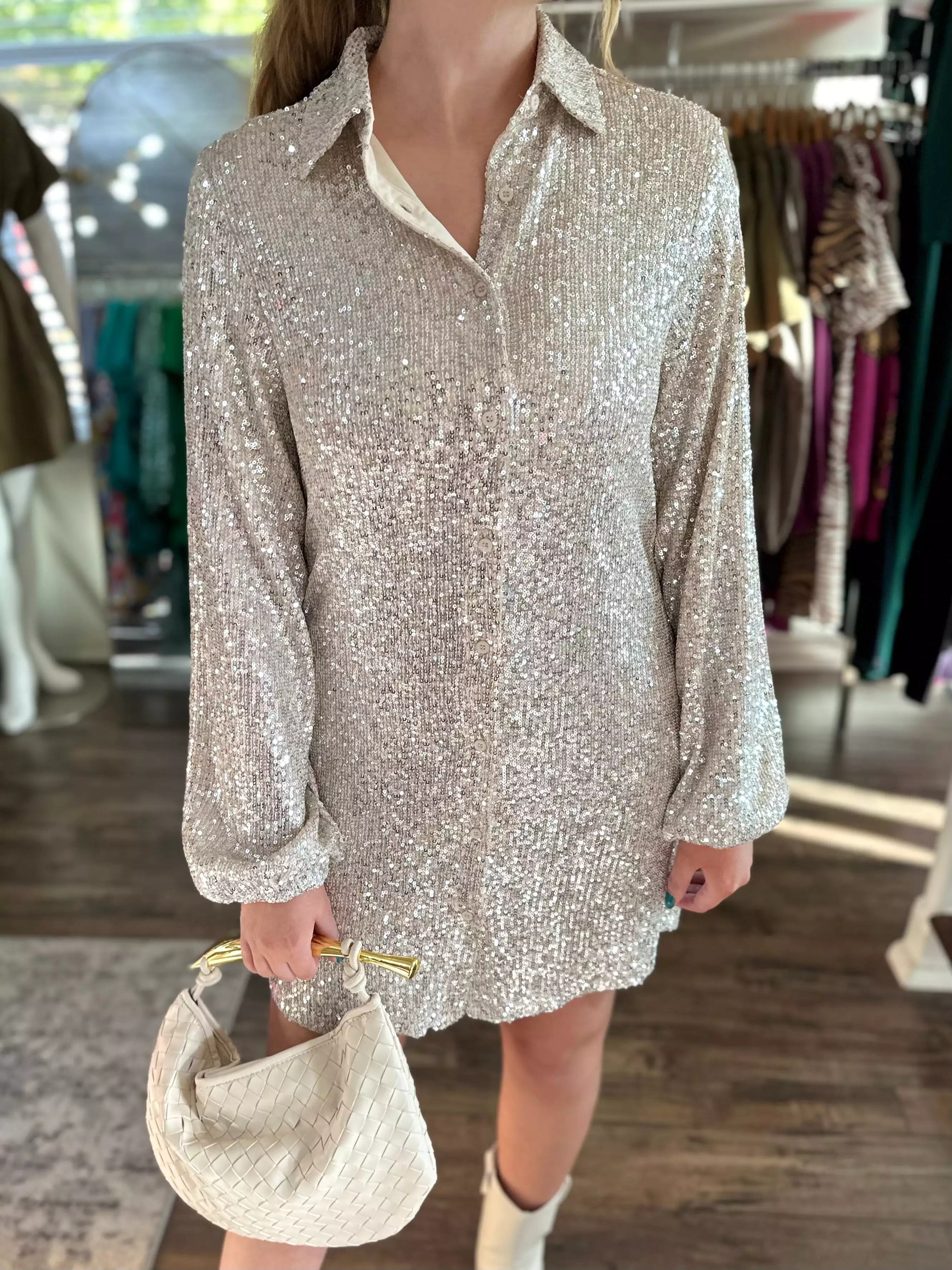 Sequin Shirt Mini Dress