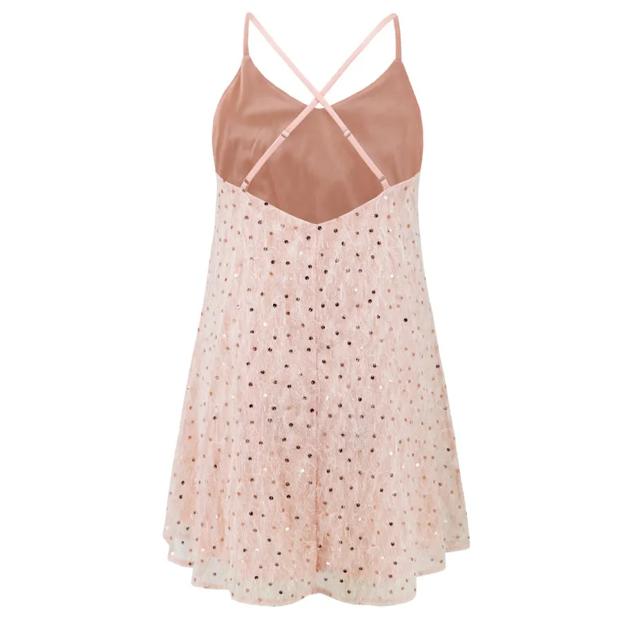 Sequin V-Neck Mini Cami Dress